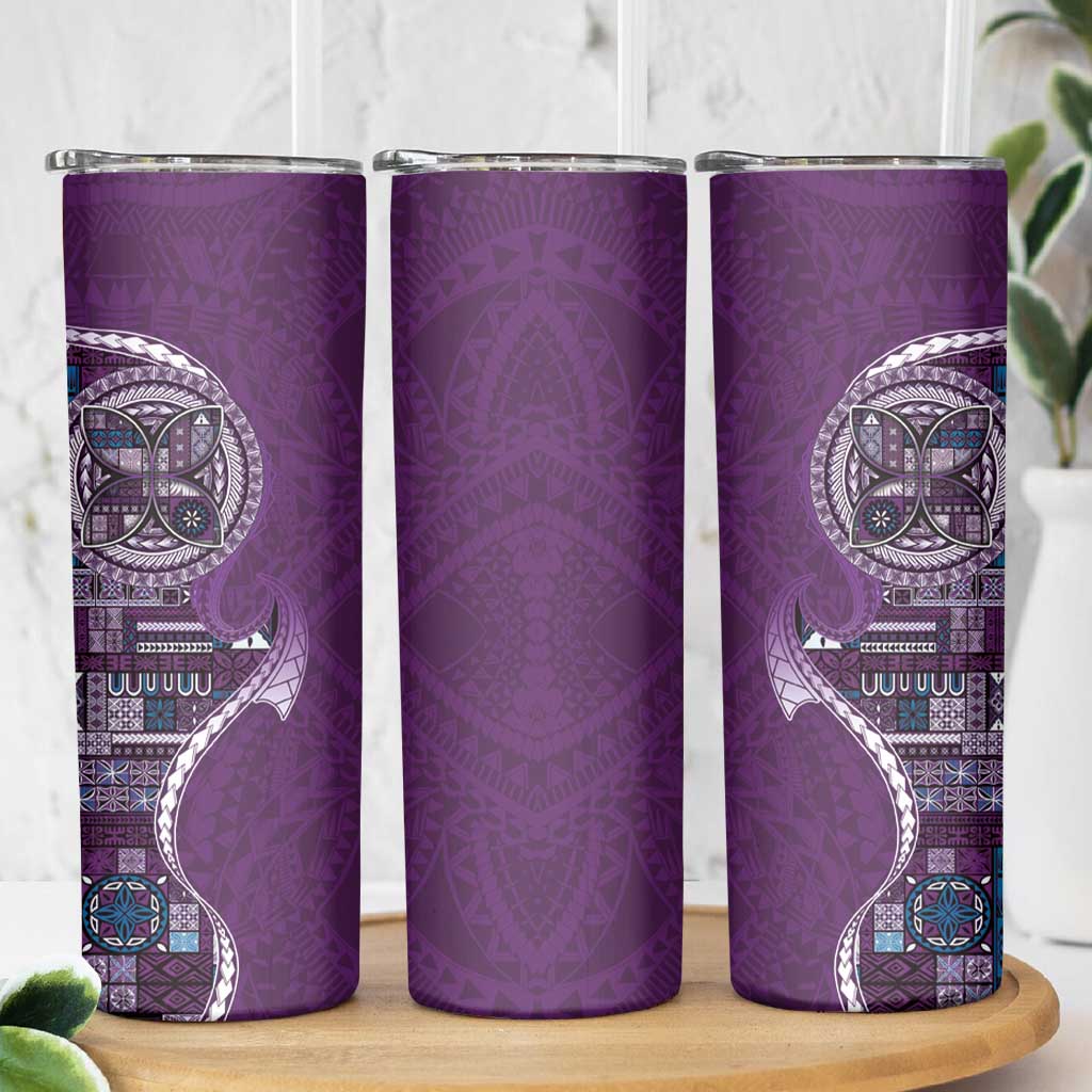 Samoan Siapo Art Tattoo Polynesian Pattern Skinny Tumbler Purple Color - Polynesian Pride