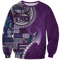 Samoan Siapo Art Tattoo Polynesian Pattern Sweatshirt Purple Color - Polynesian Pride