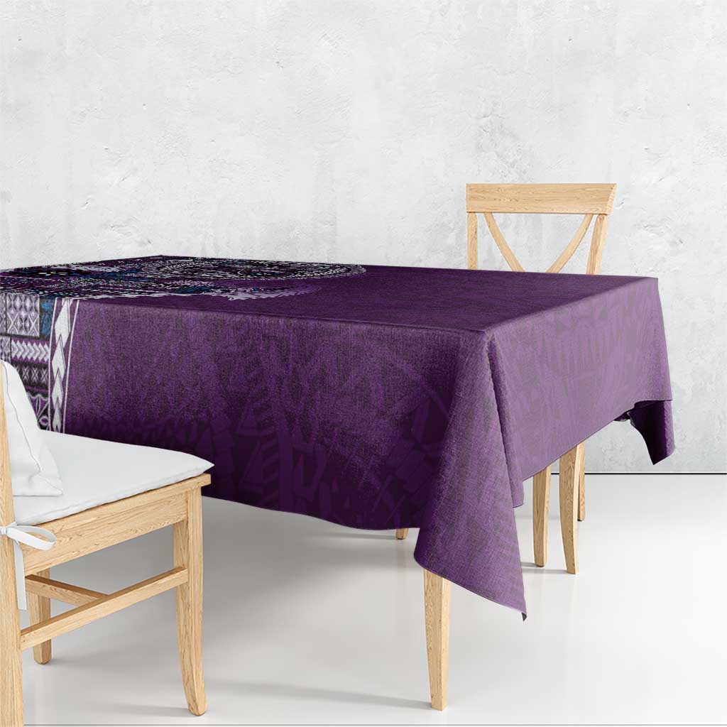 Samoan Siapo Art Tattoo Polynesian Pattern Tablecloth Purple Color - Polynesian Pride