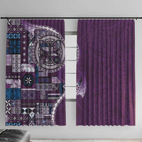 Samoan Siapo Art Tattoo Polynesian Pattern Window Curtain Purple Color - Polynesian Pride