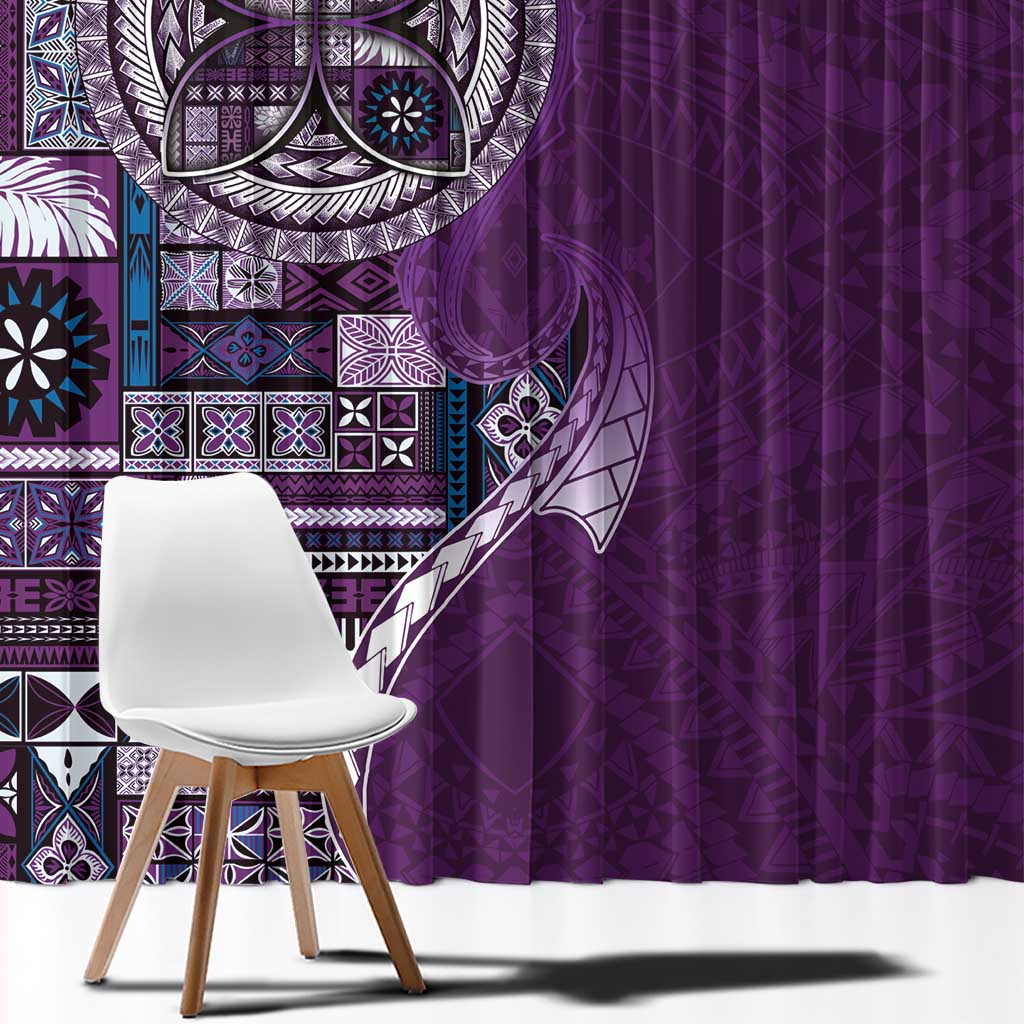 Samoan Siapo Art Tattoo Polynesian Pattern Window Curtain Purple Color - Polynesian Pride