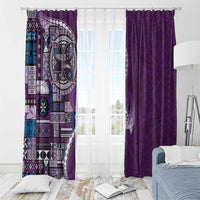 Samoan Siapo Art Tattoo Polynesian Pattern Window Curtain Purple Color - Polynesian Pride