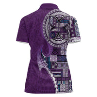 Samoan Siapo Art Tattoo Polynesian Pattern Women Polo Shirt Purple Color - Polynesian Pride