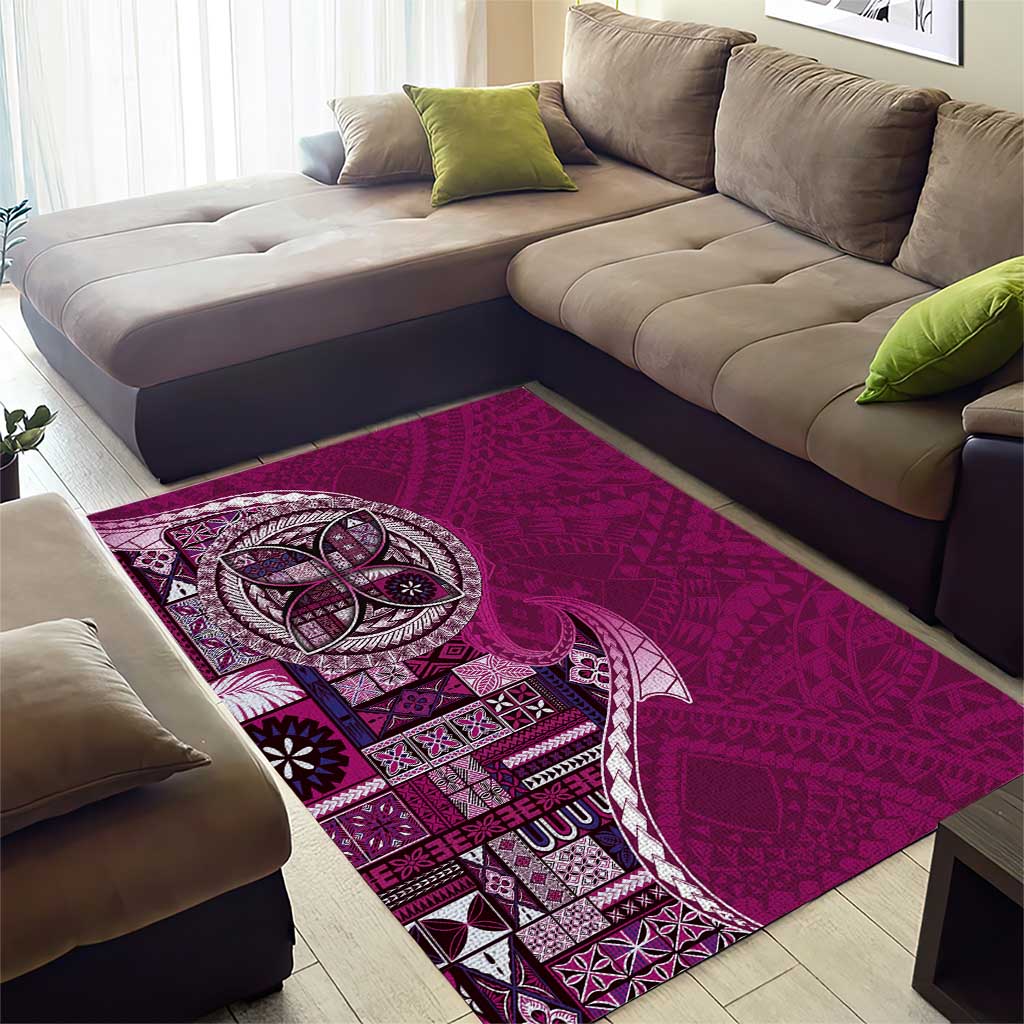 Samoan Siapo Art Tattoo Polynesian Pattern Area Rug Pink Color - Polynesian Pride