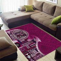 Samoan Siapo Art Tattoo Polynesian Pattern Area Rug Pink Color - Polynesian Pride