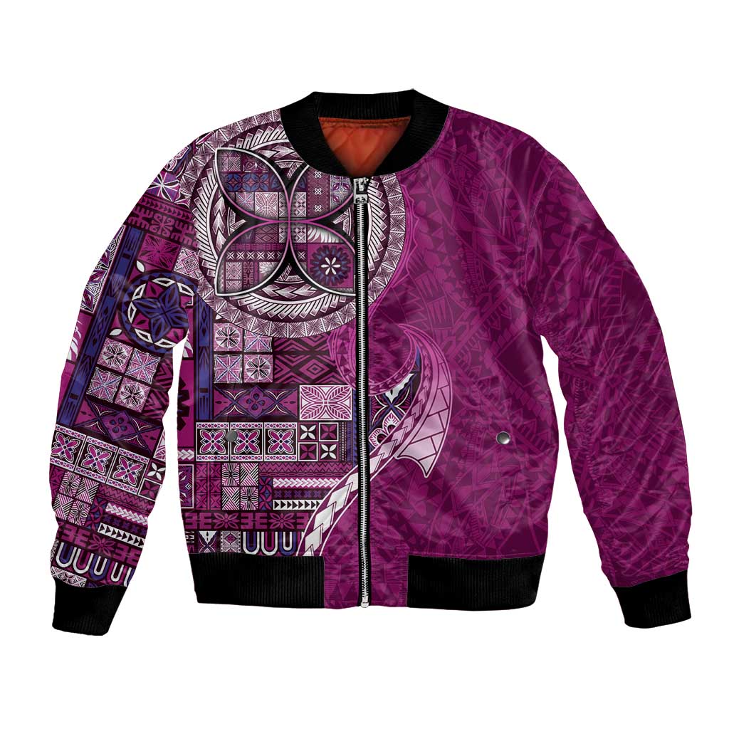 Samoan Siapo Art Tattoo Polynesian Pattern Bomber Jacket Pink Color - Polynesian Pride