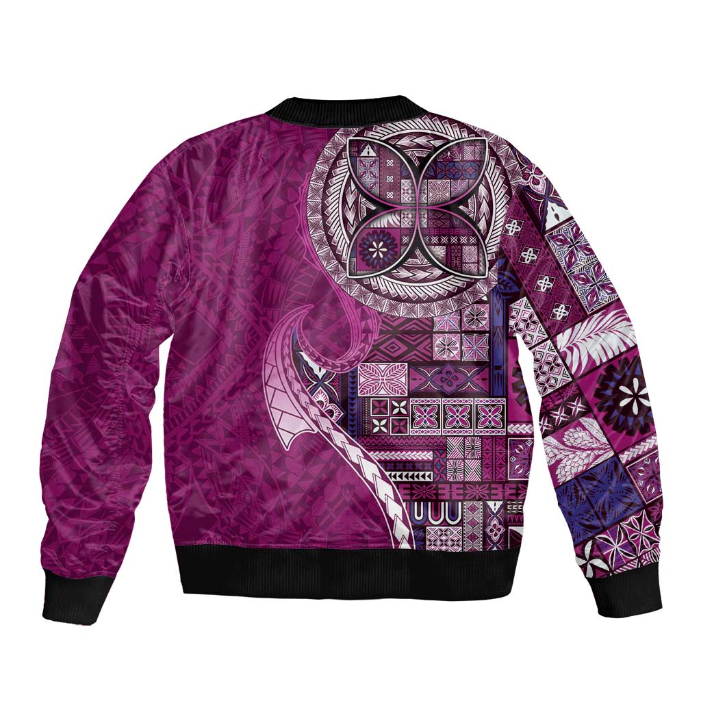 Samoan Siapo Art Tattoo Polynesian Pattern Bomber Jacket Pink Color - Polynesian Pride