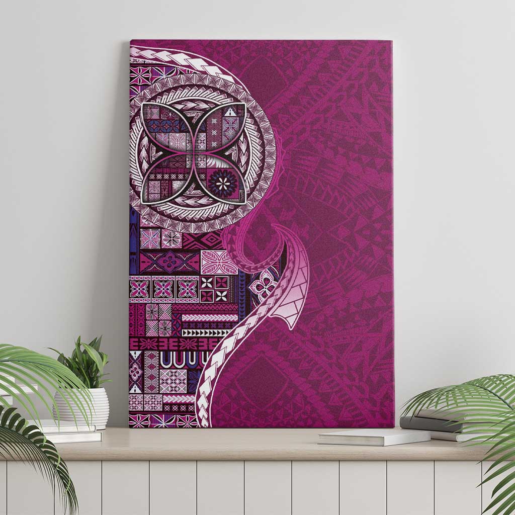 Samoan Siapo Art Tattoo Polynesian Pattern Canvas Wall Art Pink Color - Polynesian Pride