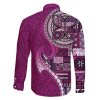 Samoan Siapo Art Tattoo Polynesian Pattern Family Matching Tank Maxi Dress and Hawaiian Shirt Pink Color - Polynesian Pride