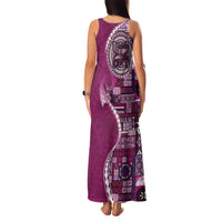 Samoan Siapo Art Tattoo Polynesian Pattern Family Matching Tank Maxi Dress and Hawaiian Shirt Pink Color - Polynesian Pride