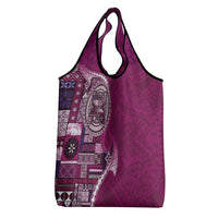 Samoan Siapo Art Tattoo Polynesian Pattern Grocery Bag Pink Color - Polynesian Pride