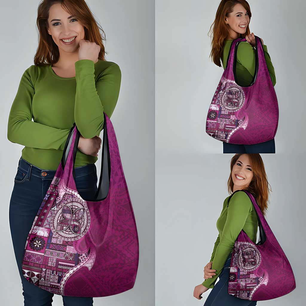 Samoan Siapo Art Tattoo Polynesian Pattern Grocery Bag Pink Color - Polynesian Pride