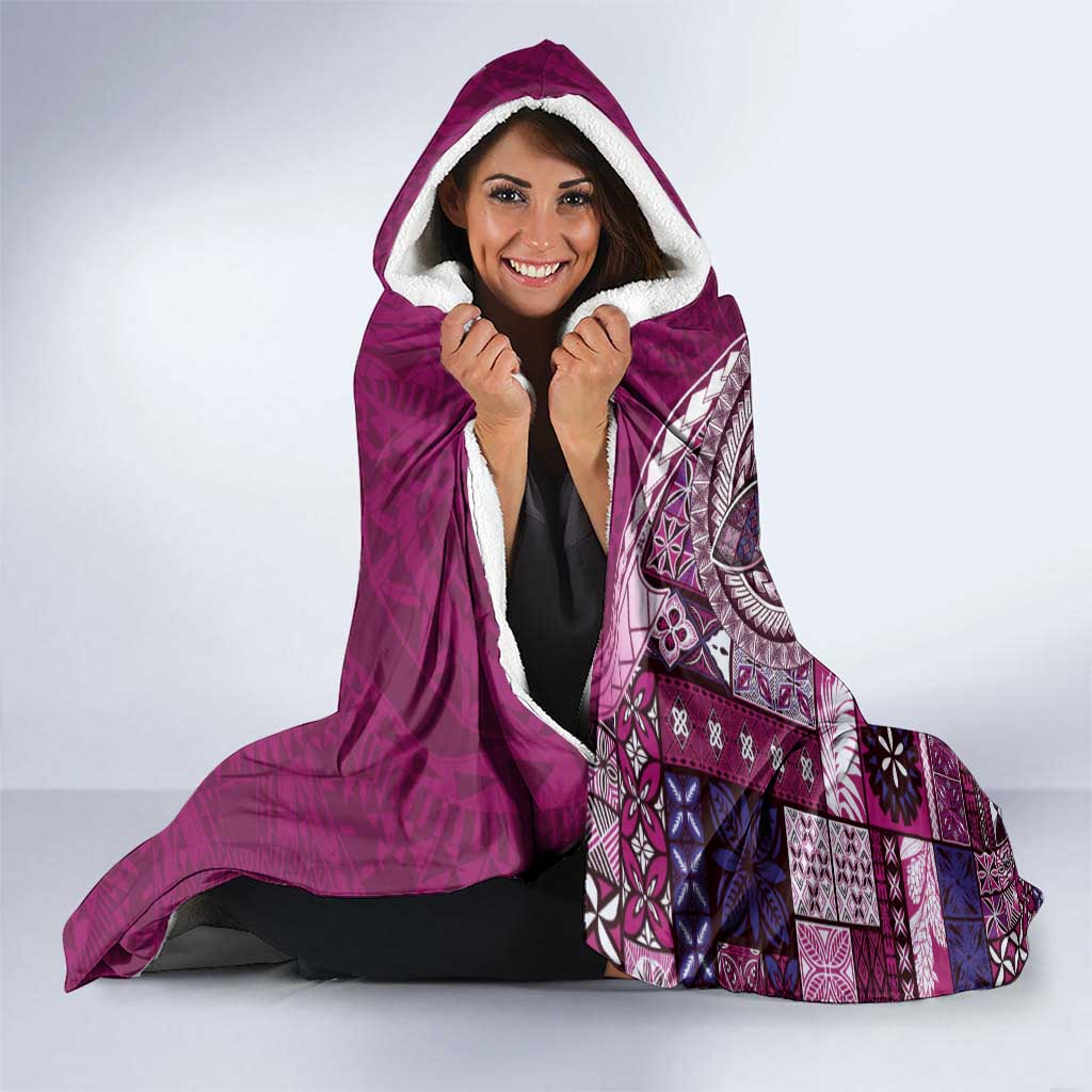 Samoan Siapo Art Tattoo Polynesian Pattern Hooded Blanket Pink Color LT03 - Polynesian Pride