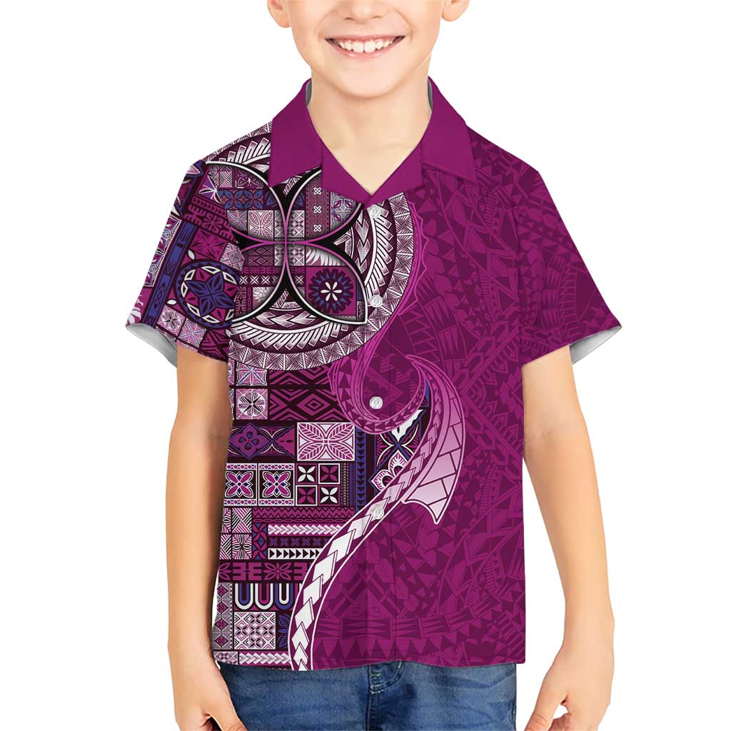 Samoan Siapo Art Tattoo Polynesian Pattern Kid Hawaiian Shirt Pink Color LT03 Kid Pink - Polynesian Pride