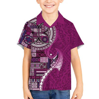 Samoan Siapo Art Tattoo Polynesian Pattern Kid Hawaiian Shirt Pink Color LT03 Kid Pink - Polynesian Pride