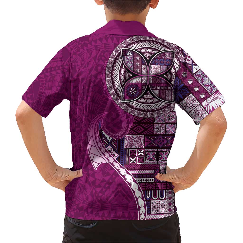 Samoan Siapo Art Tattoo Polynesian Pattern Kid Hawaiian Shirt Pink Color LT03 - Polynesian Pride