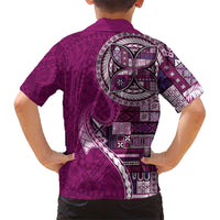 Samoan Siapo Art Tattoo Polynesian Pattern Kid Hawaiian Shirt Pink Color LT03 - Polynesian Pride