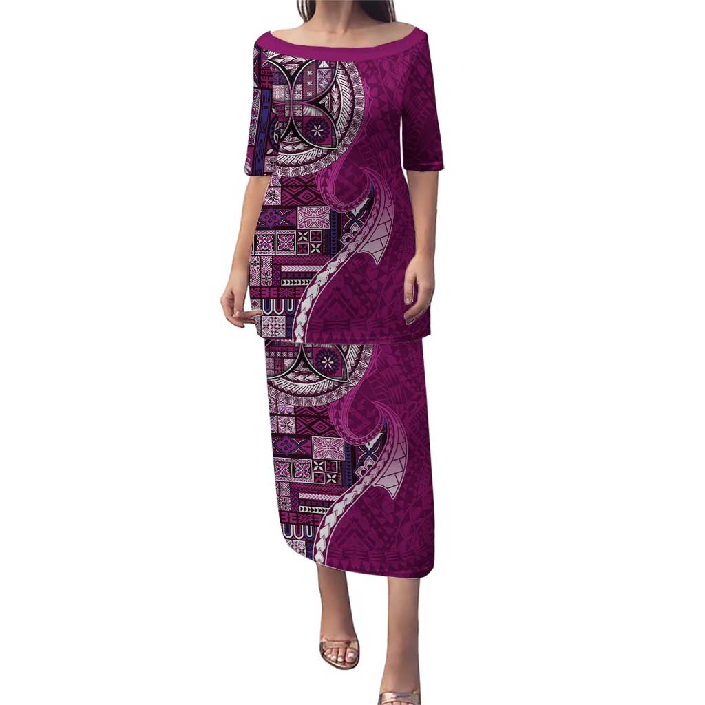 Samoan Siapo Art Tattoo Polynesian Pattern Puletasi Pink Color - Polynesian Pride