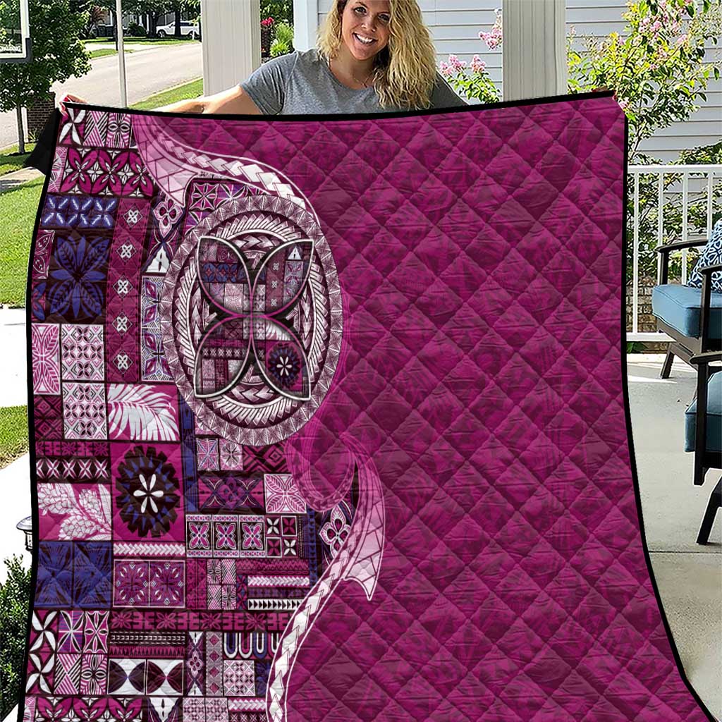 Samoan Siapo Art Tattoo Polynesian Pattern Quilt Pink Color - Polynesian Pride