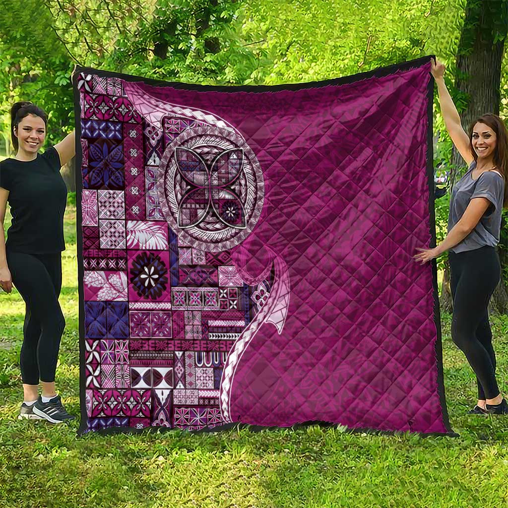Samoan Siapo Art Tattoo Polynesian Pattern Quilt Pink Color - Polynesian Pride