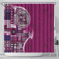 Samoan Siapo Art Tattoo Polynesian Pattern Shower Curtain Pink Color - Polynesian Pride