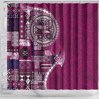 Samoan Siapo Art Tattoo Polynesian Pattern Shower Curtain Pink Color - Polynesian Pride