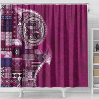 Samoan Siapo Art Tattoo Polynesian Pattern Shower Curtain Pink Color - Polynesian Pride
