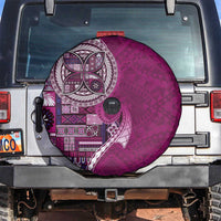 Samoan Siapo Art Tattoo Polynesian Pattern Spare Tire Cover Pink Color - Polynesian Pride