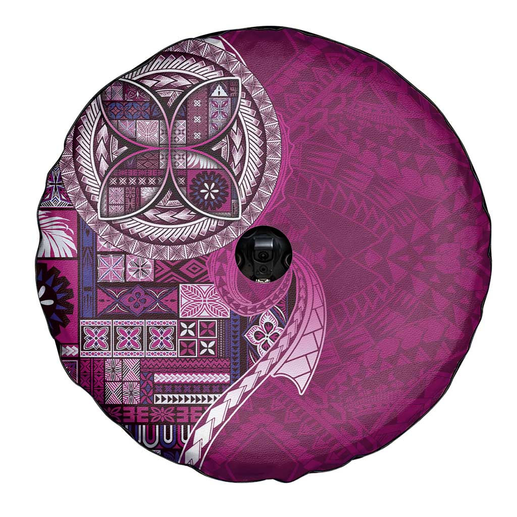 Samoan Siapo Art Tattoo Polynesian Pattern Spare Tire Cover Pink Color - Polynesian Pride