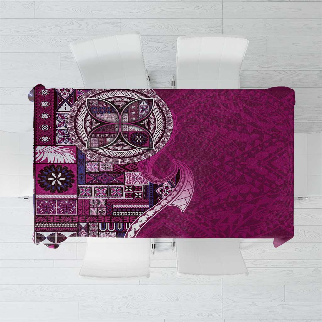 Samoan Siapo Art Tattoo Polynesian Pattern Tablecloth Pink Color - Polynesian Pride