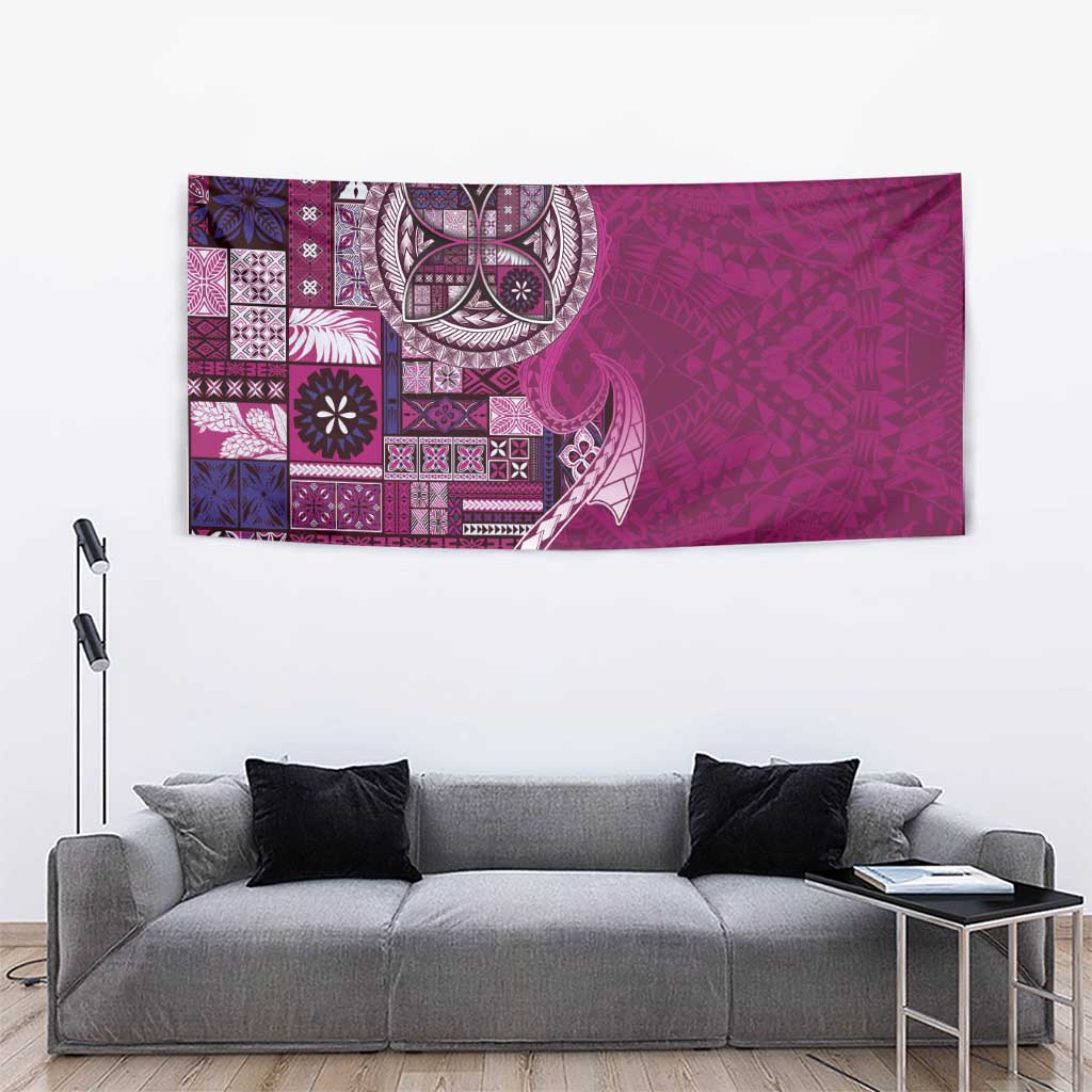 Samoan Siapo Art Tattoo Polynesian Pattern Tapestry Pink Color LT03 - Polynesian Pride