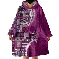 Samoan Siapo Art Tattoo Polynesian Pattern Wearable Blanket Hoodie Pink Color - Polynesian Pride