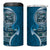 Samoan Siapo Art Tattoo Polynesian Pattern 4 in 1 Can Cooler Tumbler Teal Color - Polynesian Pride