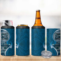 Samoan Siapo Art Tattoo Polynesian Pattern 4 in 1 Can Cooler Tumbler Teal Color - Polynesian Pride