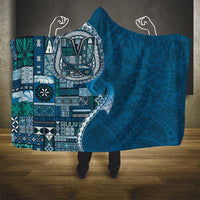 Samoan Siapo Art Tattoo Polynesian Pattern Hooded Blanket Teal Color LT03 - Polynesian Pride