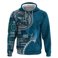 Samoan Siapo Art Tattoo Polynesian Pattern Hoodie Teal Color - Polynesian Pride