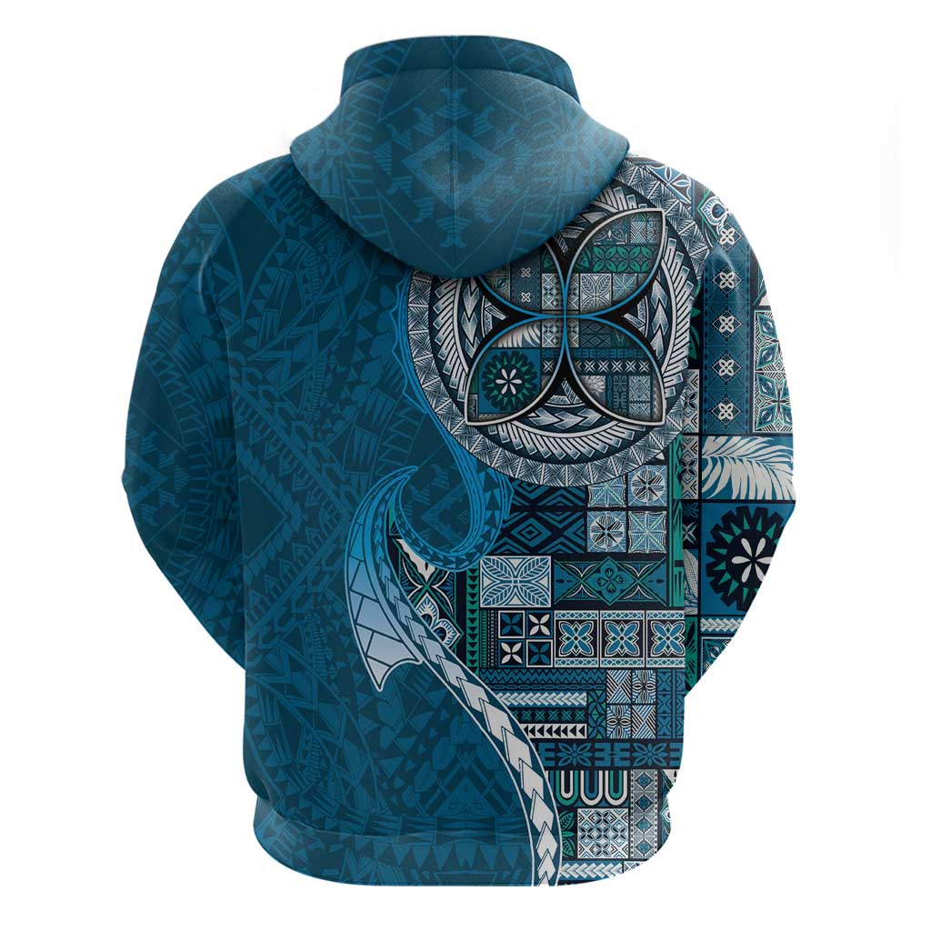 Samoan Siapo Art Tattoo Polynesian Pattern Hoodie Teal Color - Polynesian Pride
