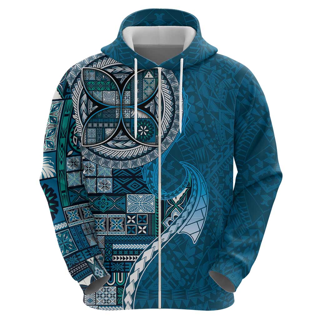 Samoan Siapo Art Tattoo Polynesian Pattern Hoodie Teal Color - Polynesian Pride