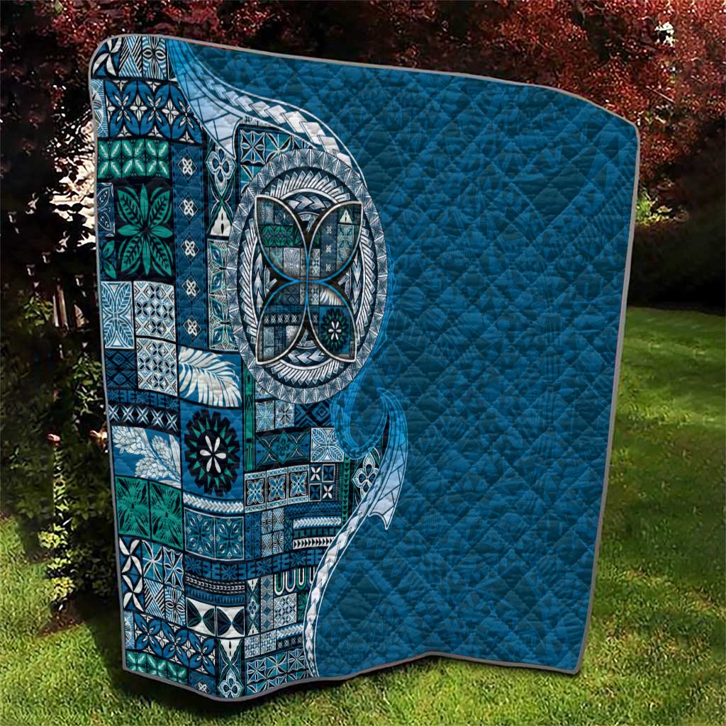 Samoan Siapo Art Tattoo Polynesian Pattern Quilt Teal Color - Polynesian Pride