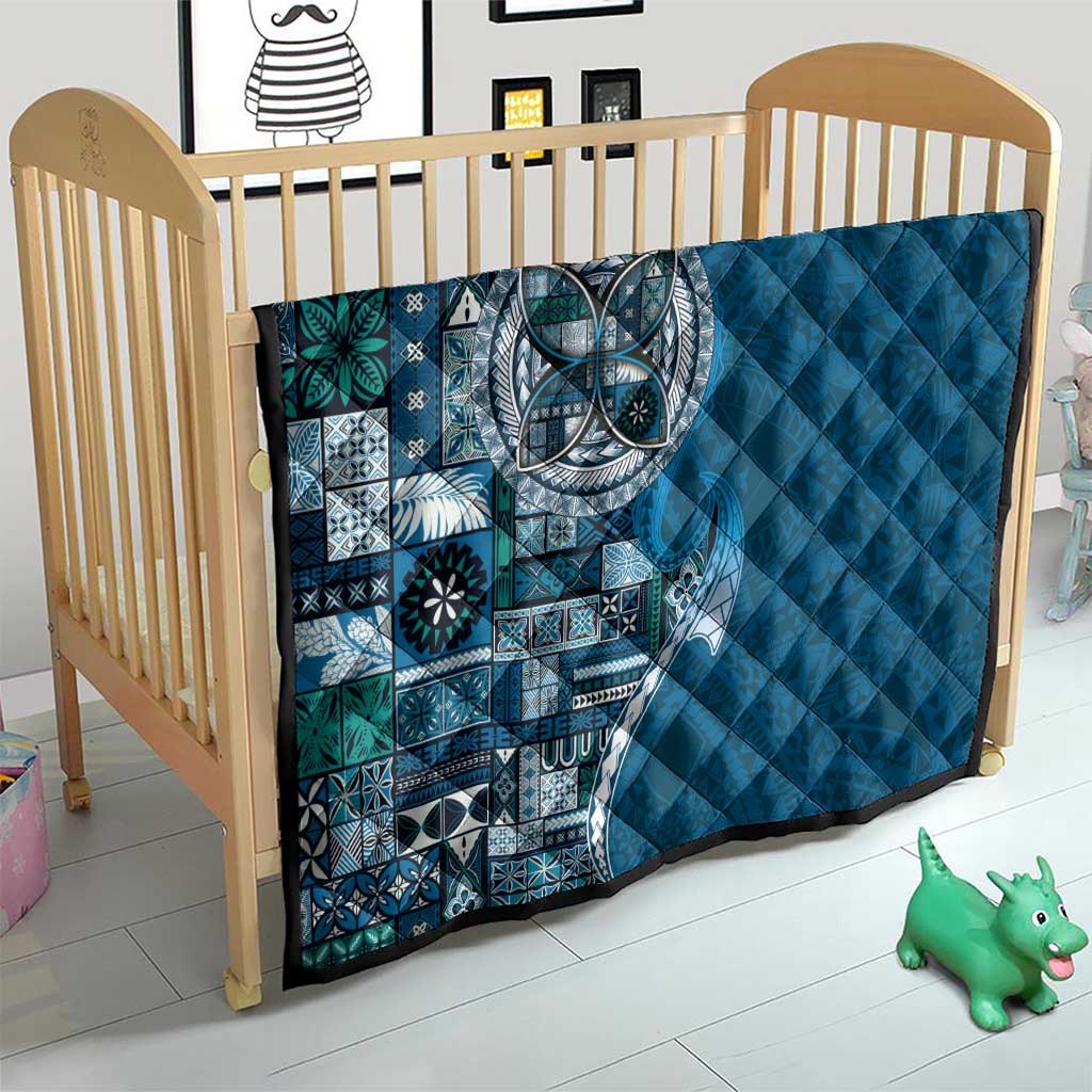 Samoan Siapo Art Tattoo Polynesian Pattern Quilt Teal Color - Polynesian Pride