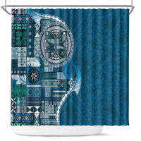 Samoan Siapo Art Tattoo Polynesian Pattern Shower Curtain Teal Color - Polynesian Pride