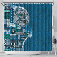 Samoan Siapo Art Tattoo Polynesian Pattern Shower Curtain Teal Color - Polynesian Pride