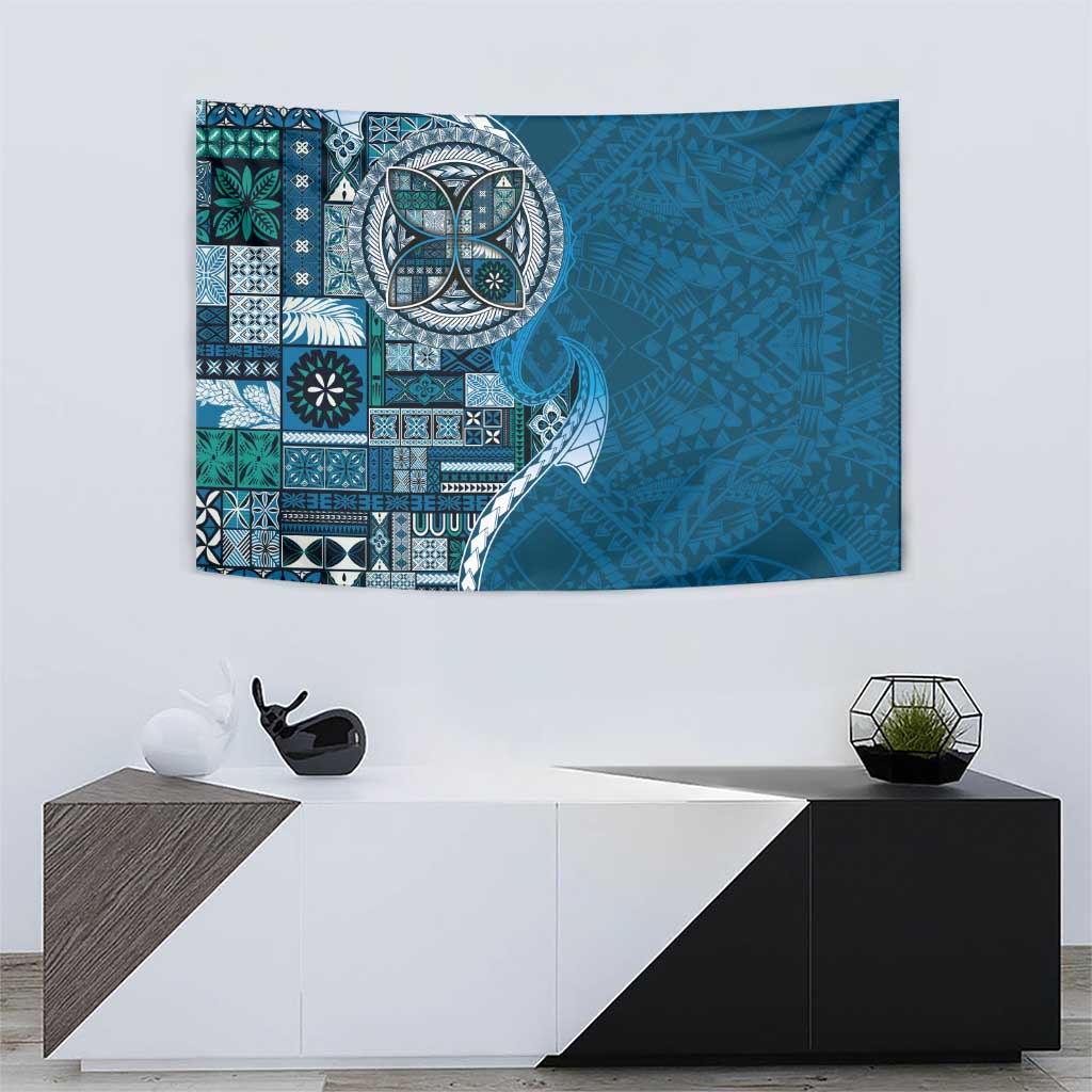 Samoan Siapo Art Tattoo Polynesian Pattern Tapestry Teal Color LT03 - Polynesian Pride
