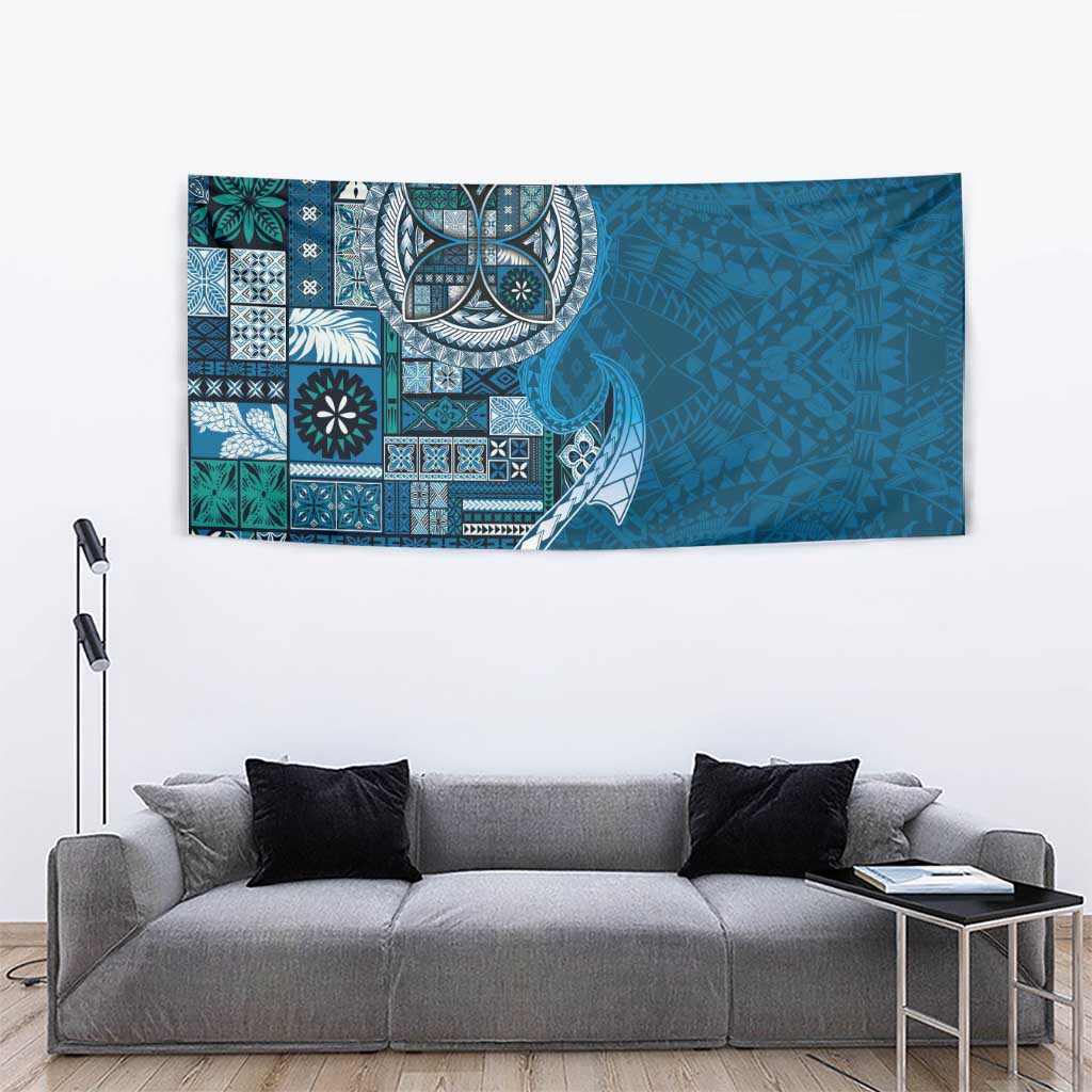 Samoan Siapo Art Tattoo Polynesian Pattern Tapestry Teal Color LT03 - Polynesian Pride