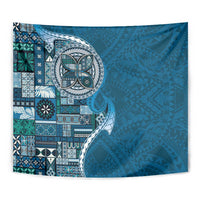 Samoan Siapo Art Tattoo Polynesian Pattern Tapestry Teal Color LT03 - Polynesian Pride