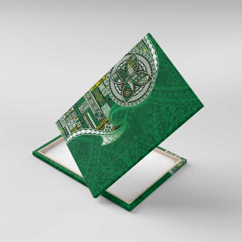 Samoan Siapo Art Tattoo Polynesian Pattern Canvas Wall Art Green Color - Polynesian Pride