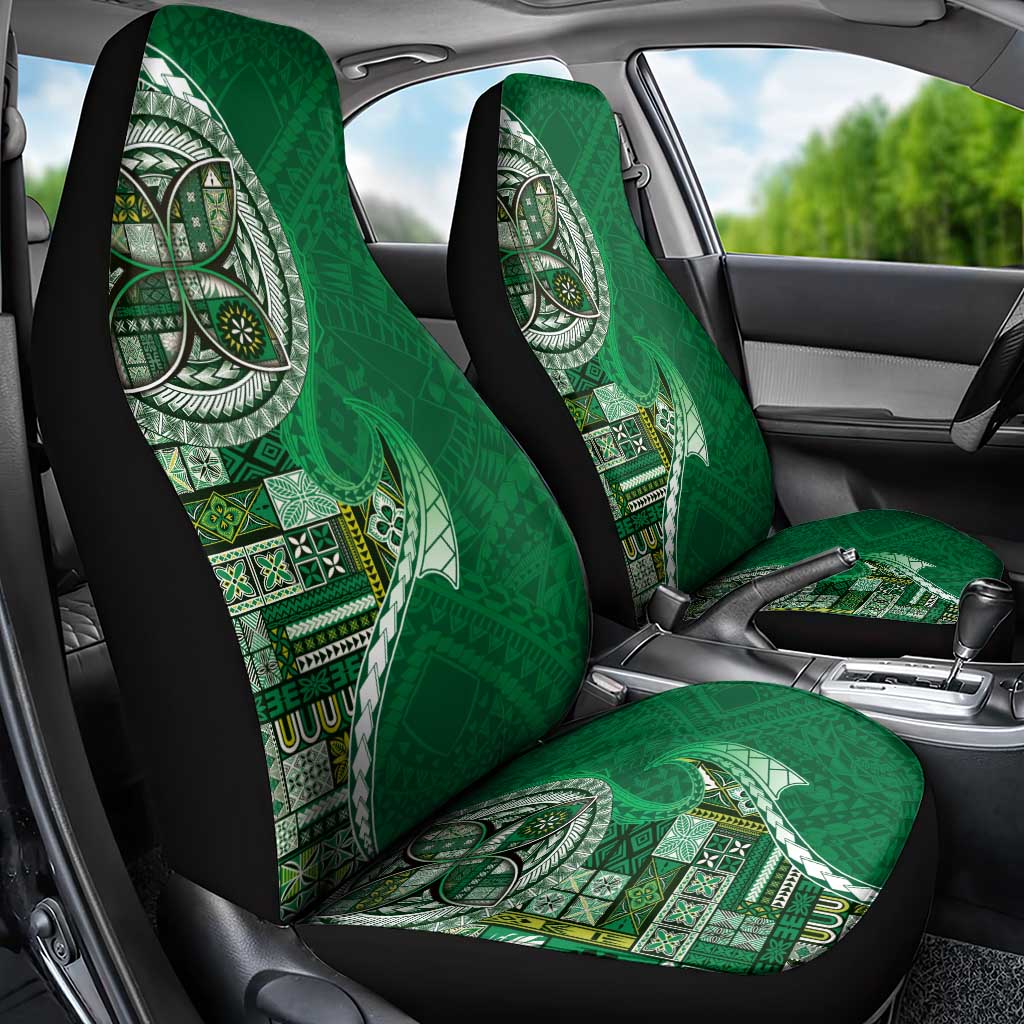Samoan Siapo Art Tattoo Polynesian Pattern Car Seat Cover Green Color - Polynesian Pride