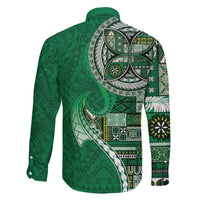 Samoan Siapo Art Tattoo Polynesian Pattern Family Matching Puletasi and Hawaiian Shirt Green Color - Polynesian Pride