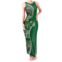 Samoan Siapo Art Tattoo Polynesian Pattern Family Matching Tank Maxi Dress and Hawaiian Shirt Green Color - Polynesian Pride