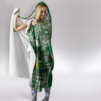 Samoan Siapo Art Tattoo Polynesian Pattern Hooded Blanket Green Color LT03 - Polynesian Pride